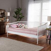 Baxton Studio Renata-White-Daybed Renata Classic and Traditional White Finished Wood Twin Size Spindle Daybed
